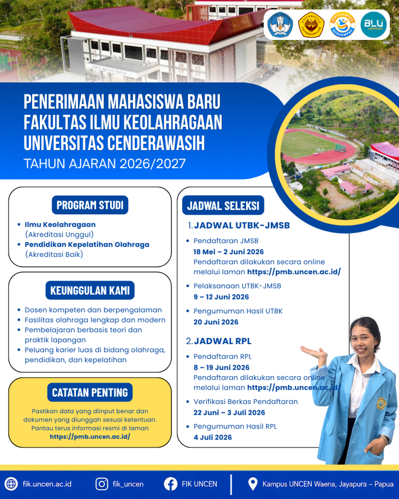 Fakultas Ilmu Keolahragaan Universitas Cenderawasih Buka Penerimaan Mahasiswa Baru Tahun Akademik 2026/2027